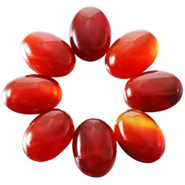 Nupuyai Pack of 5 Gemstone Cabochons Flat Back Crystal Cabochon Oval Stone for Charms DIY Jewellery Making, Red Agate