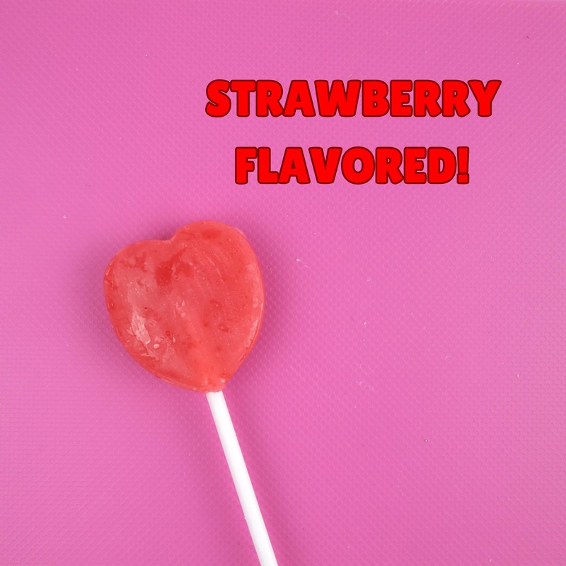Heart Shaped Lollipops, Individually Wrapped Strawberry Flavored Suckers, Easter Basket