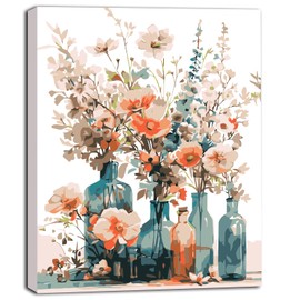 YAOYIN Paint by Numbers Adult Flower, DIY Hand Painted Oil Painting Kit with Brush and Acrylic Paints for Beginners, Painting by Numbers, for Home Decoration, Birthday, Christmas Gift, 40 x 50 cm