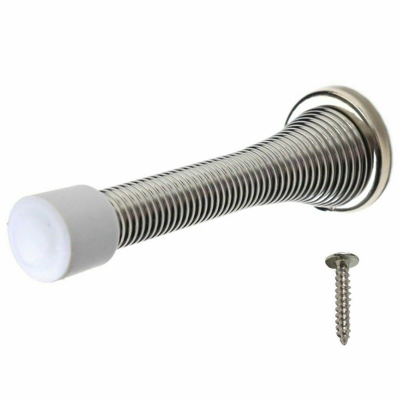 3 x fiXte Wall Mounted Chrome Spring Door Stop Sprung