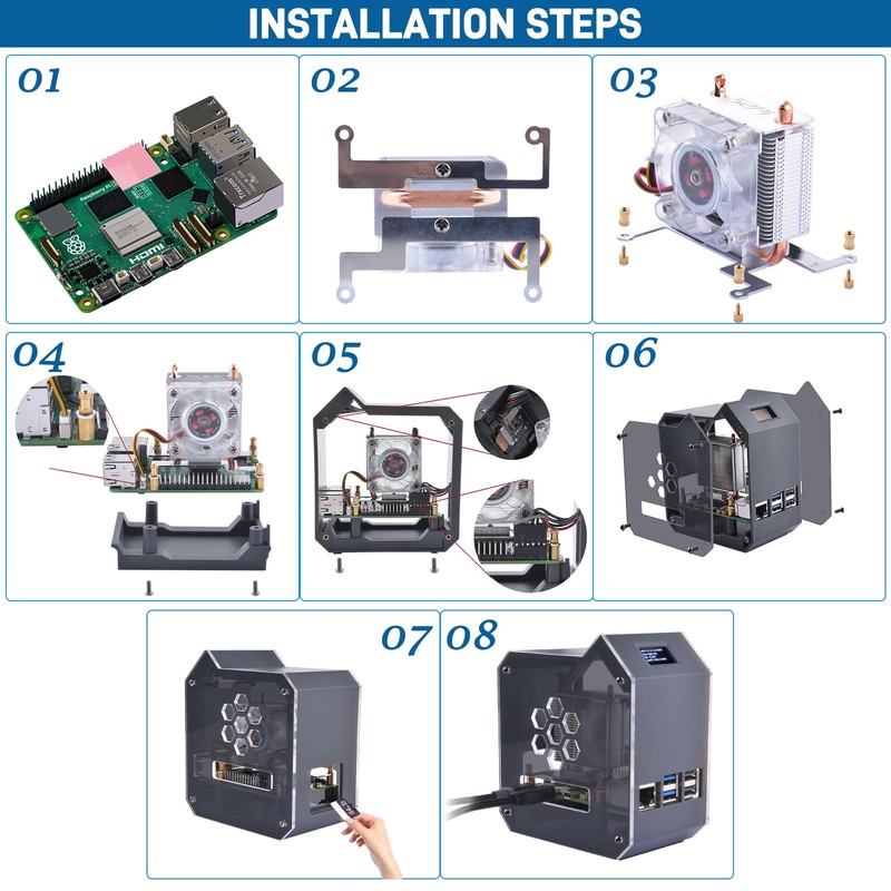 GeeekPi Mini Tower Kit for Raspberry Pi 5, Case with