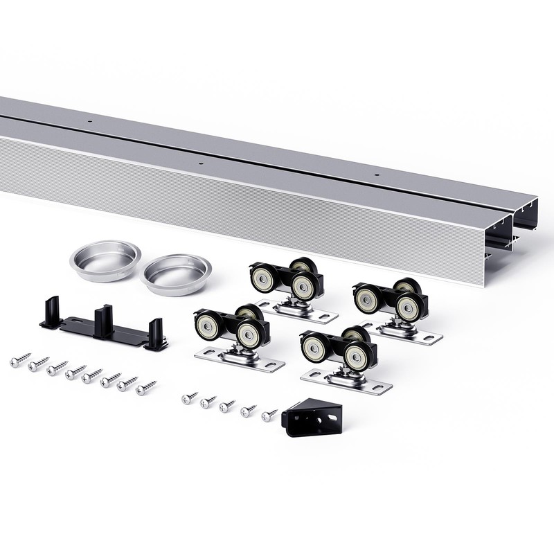 EaseLife 4FT/48in Bypass Double Sliding Pocket Door Hardware Kit,Commercial Grade,Aluminum,Bypassing