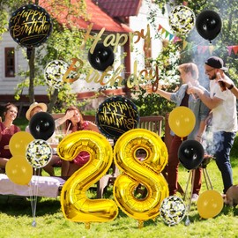 Gold 30th Birthday Decorations Party Supplies-Gold Happy 30th Birthday Banner Latex and Confetti Balloons Paper Honeycomb Balls Huge Number 30 Balloons for Girls,Women,Men,Photo Props 30th Birthday