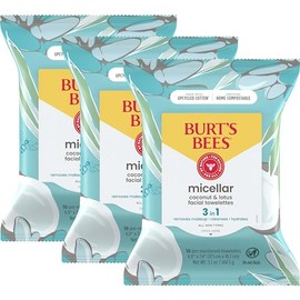 Burt's Bees Burt's Bees Coconut & Lotus Face Wipes, for All Skin Types, Micellar Makeup Remover & Facial Cleansing Towelettes, 30 Ct. (3-Pack)