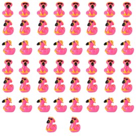 Lyreh Pack of 50 Mini Flamingo Resin Ducks, Summer Swimming Rings Bikinis Sunglasses Surfboards Flamingo Miniature Small Animals Resin for Dollhouse Garden Landscape Decoration Crafts (Style 5)