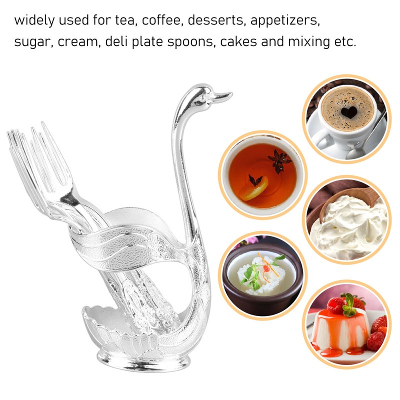 Coffee Spoon Holder Elegant Swan Shaped Alloy Mirror Polish Rich