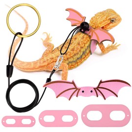 3 Size Pack Bearded Dragon Leashes and Harnesses, Bearded Dragon Harness, Soft Leather Detachable Adjustable Reptile Lizard Wing Leash