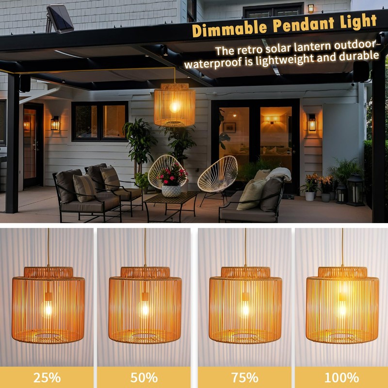 Solar Pendant Light Outdoor Hanging Lantern Solar Outdoor Chandelier with