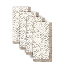 over&back Hand-Blocked Printed Cotton Cloth Napkins - Washable Napkins Set for Mixing, Matching, and Creating a Custom Home Decor Tablescape - Taupe Arch