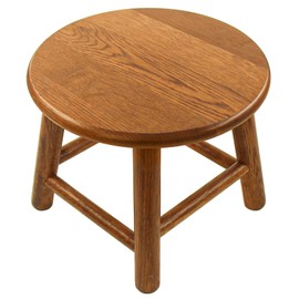 CONSDAN Kids Stool, Milking Stool, USA Grown Oak, Plant Stand, Handcrafted Solid Wood Stool, 9" Low Stool, Round Step Stool, Wooden Stool for Kids, Small Short Stool, Shoe Changing Stool(Chocolate)