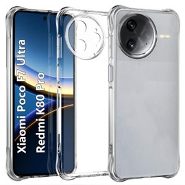 USTIYA Case for Xiaomi Poco F7 Ultra 5G/Redmi K80 Pro 5G Clear TPU Four Corners Military-Grade Protection Cover Transparent Soft funda