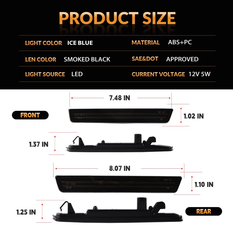 DERMOKA LED Side Marker Lights Front Rear Bumper Parking Signal