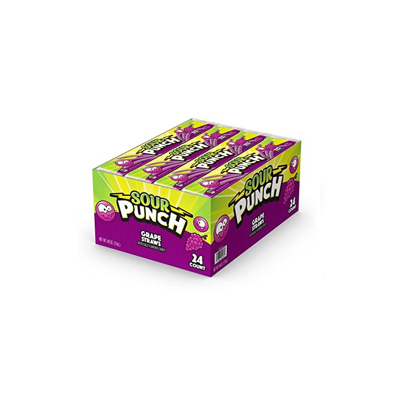 Sour Punch Grape Straws Case of 24