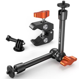 K&F Concept 9.8" Magic Arm Clamp Kit with 1/4" & 3/8" Thread Screw 360° Ball Heads Articulating Magic Arm with Tripod Mount Adapter for Gopro/LED Lights/Monitor/Flash/Microphone/DSLR Camera
