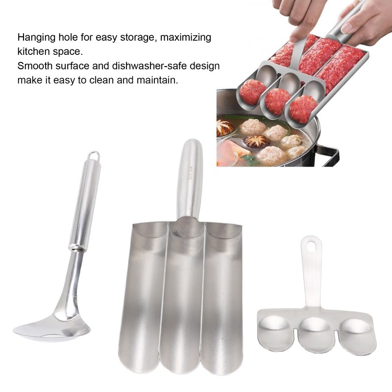 Stainless Steel Kitchen Triple Meatball Maker for Meatball Lovers Home