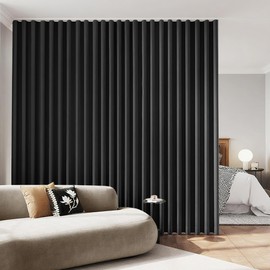 KNEOQIT 72 inch Wide Room Divider Blackout Curtains with Hooks, Extra Wide Thermal Insulated Drapes for Living Room Bedroom, Sliding Door, Large Windows Black(1 Panel, 72" W x 84" H)