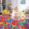 Newwiee 3 Pcs Tie Dye Tablecloth Rainbow Table Cloth 54