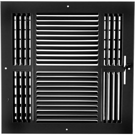 HVAC Premium 12"w X 12"h 4-Way AIR Supply Grille - Vent Cover & Diffuser - Flat Stamped Face - Black [Outer Dimensions: 13.75"w X 13.75"h]