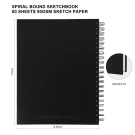 8.5x11inches Hardbound Sketch Book, Spiral Bound Sketch Pad, 80-Sheets 90gsm Inner Paper, Acid Free Drawing Art Paper, Prefect Works with Kids and Adults