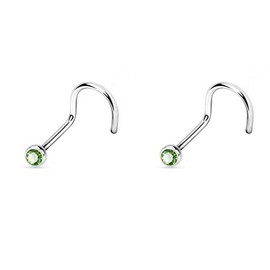 Titanium Nose Piercing Stud, Set of 2 Nose Studs Piercing, 2.0 mm Crystal, Titanium,