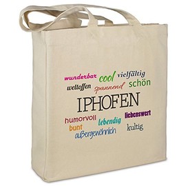 Fabric Bag with City / Place "Iphofen" – Motif Positive Characteristics – Colour Beige – Fabric Bag, Jute Bag, Shopping Bag