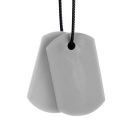 ARK's Chew Tags Discreet Chewable Jewelry, Made in the USA (Soft, for MILD chewing ONLY, please read description for more options) - Light Grey