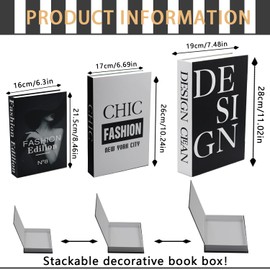 YUJUVI Decorative Books for Home Decor, Set of 3, Decorative Book Storage Box, Nesting Book Box, Stacking Book Box, Fake Books, Decorative for Home, Coffee Table, Decorative Books for Office (3-Piece