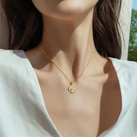 Xmsrn Vintage daisy Flower Choker Necklace daisy Pendant Necklace Gold daisy Flower Necklace Gold Minimal Necklace for Women
