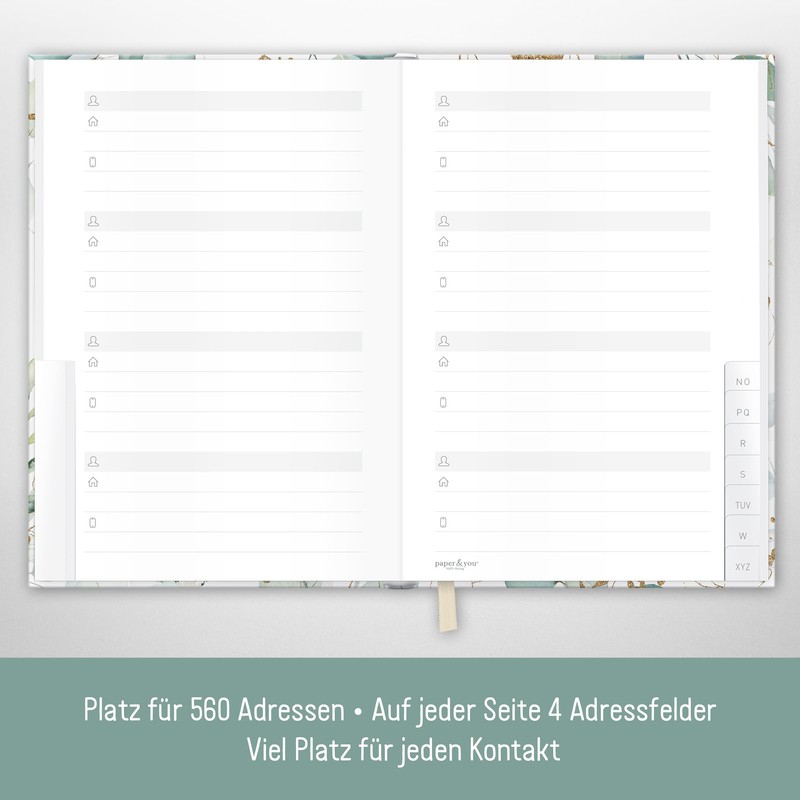 Address Book A6+ for Notes & Passwords "Gold Leaf"