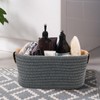 Small Woven Basket with PU Leather Handle, Cute Cotton Rope