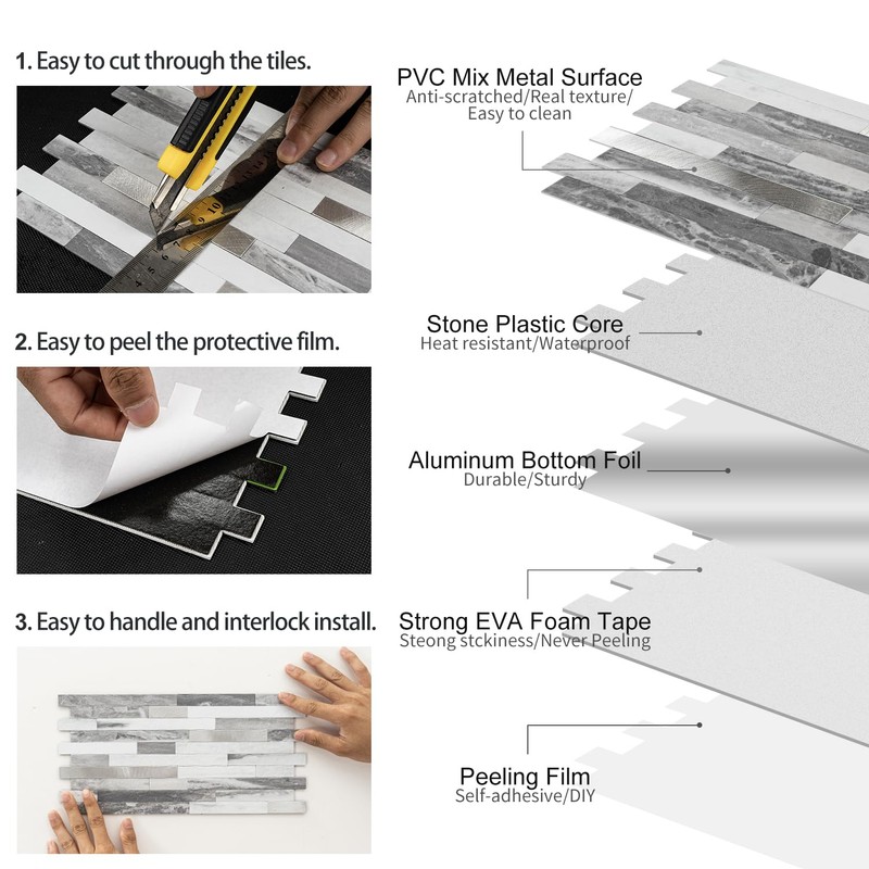 V-MOZZA Peel and Stick Backsplash, 20-Sheet Peel and Stick Tiles