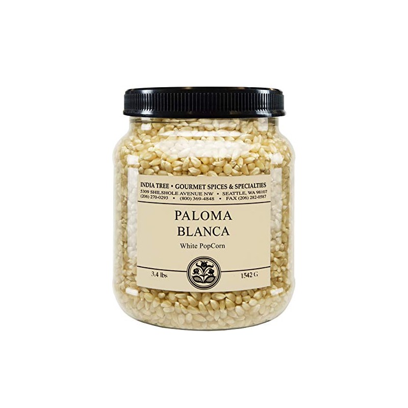 India Tree Paloma Blanca (White) PopCorn, 3.4 lb (Pack of