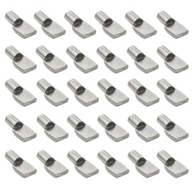 Jamiikury Shelf Pins Pegs Spoon Shaped, Silver Shelf Holders Pegs, Nickel Plated Shelf Support Pegs for Shelves Cabinet Closet - 30 Pieces, 7mm