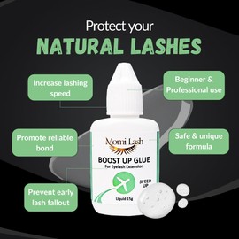 Lash Primer by Momi Lash, Boost up Glue Professional for Lash Enhancement, Pre-Treatment and Bonder for Lash Extensions, Easy Protein & Oil Removal, Boost up Glue 15g (Clear)