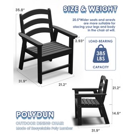 Adirondack Chair Wood Texture, Poly Lumber Patio Chairs, Pre-Assembled Weather Resistant Outdoor Chairs for Pool, Deck, Backyard, Garden, Fire Pit Seating, Black