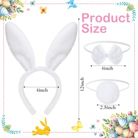 Shyyween Tutu Easter Baskets Easter Costume Ruffled Tulle Fluffy Ears and Bunny Headband Bow Tie Tail Party Favors Gift for Girls DIY Egg Playset Decorations(White)