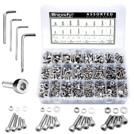 Brexxty 890pcs M6 M5 M4 M3 Metric Screws Assortment Kit-30 Sizes Metric Bolts and Nuts kit(with washers and Allen Key) Socket Head Cap Screws 304 Stainless Hex Head Steel Screws Set with case