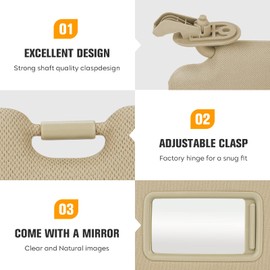Left & Right Driver Passenger Side Sun Visor for Hyundai Elantra 2011 2012 2013 2014 2015, Replace for 852103X000TX 852203X000TX, Beige Left & Right side Sun Visor