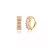 ZARD Baguette Huggie Hoop Stack Earrings in Pink Cubic Zirconia