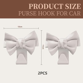 TELAIN 2-pack boot organiser, car hooks cute bow headrest hanger for bags and handbags, space-saving car accessory (White-Brown)