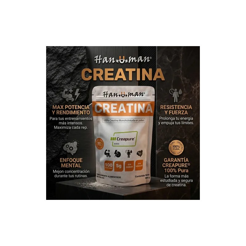 Creatina Monohidratada Hanuman Sin Sabor 500gr 100% Creapure