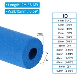 PATIKIL 3/4" (19mm) ID x 6.6Ft x 0.59" Pipe Insulation, Rubber Foam Winter Freeze Protection Tube Fire Retardant for Water, Air Conditioning, Industrial Pipes, Blue