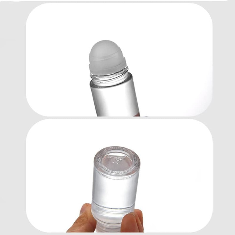 2Pcs 50ml Clear Glass Roll on Bottles Empty Roller Bottles
