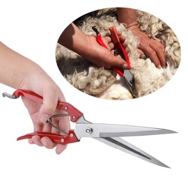 Haofy Manual Sheep Shearing, Goat and Sheep Wool Trimmers Stainless Steel Multifunctional Sheep Wool Shear Trimming Scissor with Spring