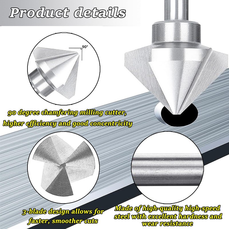 Begpoee 6-Piece HSS 90 Degree Countersink Drill Set, Countersink Drill
