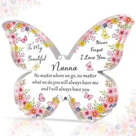 SMARGO Nanna Gifts from Granddaughter Grandson - Butterfly-Shaped Decorative Acrylic Plaque Nanna Gifts Birthday Christmas Thanksgiving Mothers Day Gifts for Nanna