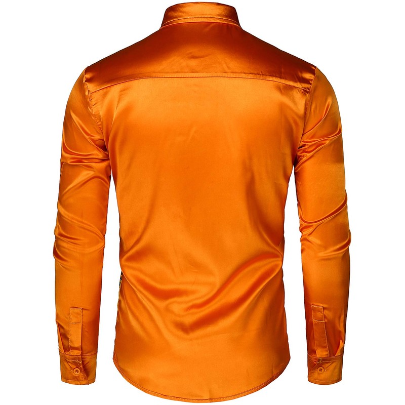 Jogal Men’s Sequin Shirt 70s Long-Sleeved Disco Party Costume -