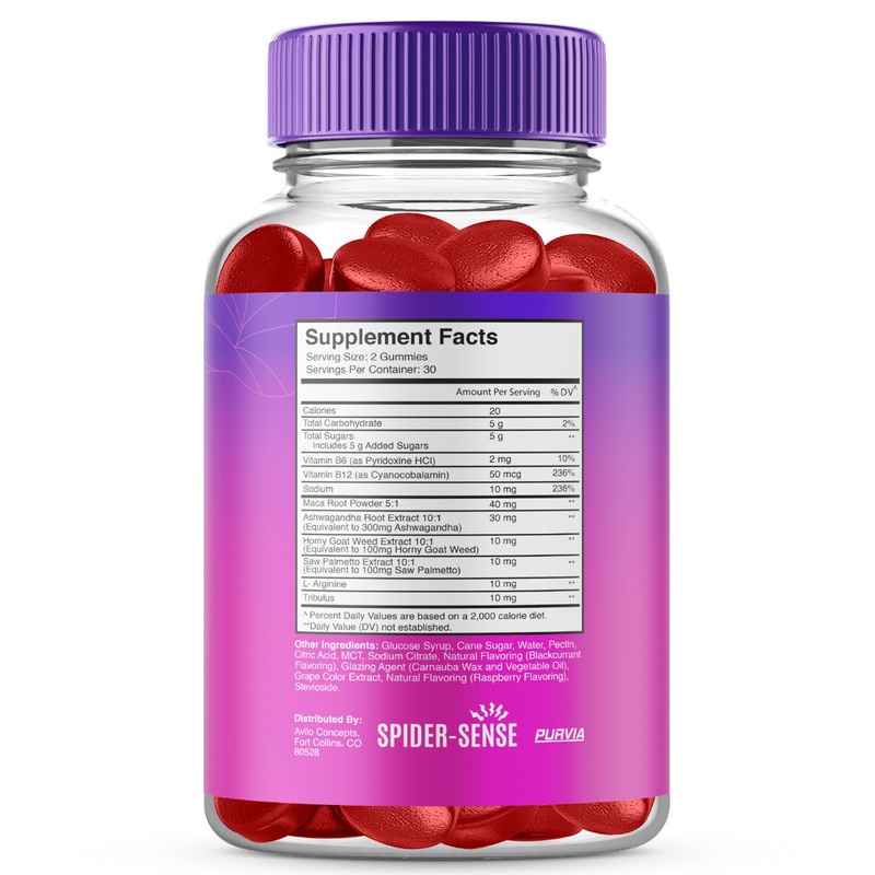 Purvia (5 Pack) Spider Sense Gummies Men Overall Strength Formula