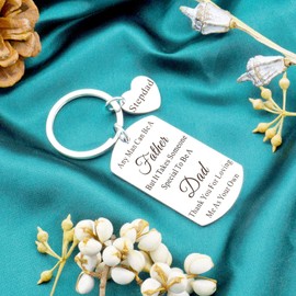 WXCATIM Step Dad Gifts Fathers Day Bonus Dad Stepdad Gifts Father's Day Thank You Keychain Stepfather Bonus Dad Gifts From Daughter Son Kids Gifts For Men On Birthday Father's Day Thanksgiving
