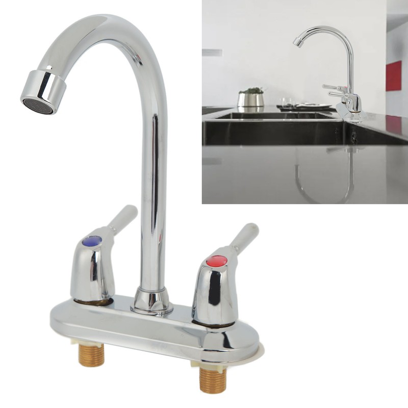Sink Faucet 2 Handle 2 Holes Deck Plate Design Hot